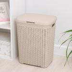 Корзина бельевая «Ротанг», 40 л, 37?29.5?48 см, с крышкой, цвет латте