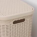 Корзина бельевая «Ротанг», 40 л, 37?29.5?48 см, с крышкой, цвет латте