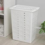 Корзина бельевая «Виолетта», 30 л, 36?26.5?47.5 см, с крышкой, белая