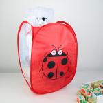 Корзина - сетка складная Доляна «Божья коровка», 32?32?52 см, красная