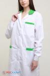 Женский медицинский халат с зеленой отделкой ТИСИ с ВО белый ХМ-13