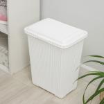 Корзина бельевая «Вязаное плетение», 25 л, 37?27.5?46.5 см, с крышкой, белая