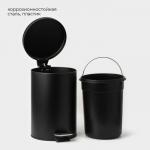 Ведро мусорное с педалью St?lz, 12 л, нержавеющая сталь, чёрное