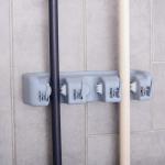 Держатель для уборочного инвентаря с крючками Доляна, 26?6?10 см, серый