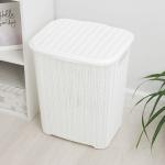 Корзина бельевая «Вязь», 60 л, 44?36?52 см, с крышкой, белая