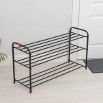 Подставка для обуви, 3 яруса, 87?30?48 см, цвет чёрный