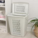 Корзина бельевая «Молетта», 60 л, 47.9?36.9?55 см, с крышкой, светло-серая