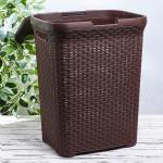 Корзина бельевая «Ротанг», 60 л, 34.6?44.5?56 см, с крышкой, коричневая