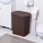 Корзина бельевая «Ротанг», 60 л, 34.6?44.5?56 см, с крышкой, коричневая