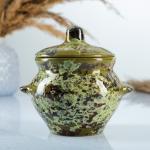 Горшочек для запекания Борисовская керамика «Малахит», 500 мл, 10?10.5 см, зелёный