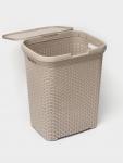 Корзина бельевая «Ротанг», 60 л, 34.6?44.5?56 см, с крышкой, латте