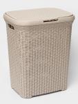 Корзина бельевая «Ротанг», 60 л, 34.6?44.5?56 см, с крышкой, латте