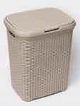 Корзина бельевая «Ротанг», 60 л, 34.6?44.5?56 см, с крышкой, латте