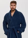 Махровый халат с рукавом покроя реглан унисекс однонитка темно-синий МЗ-26 (88)