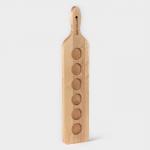 Доска для подачи шотов с ручкой Доляна, 45?9?1.8 см, на 6 рюмок, d=3.9 см, с пропиткой, дерево берёза