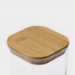 Банка для сыпучих BellaTenero «Эко. Квадратная», 1.5 л, 10?21 см, с бамбуковой крышкой, стекло, прозрачная