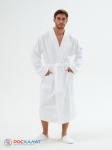 Мужской махровый халат с планкой белый  МЗ-09 (1)
