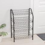 Полка для обуви разборная, 4 яруса, 46?28?70 см, чёрная