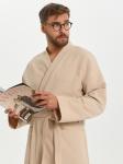 Вафельный удлиненный халат Кимоно унисекс "Ромбы" бежевый В-14 (31)