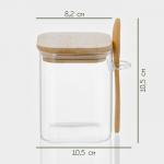 Банка для сыпучих BellaTenero «Эко», 500 мл, 10.5?8.2?10.5 см, с бамбуковой крышкой и ложкой, стекло, прозрачная