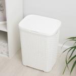 Корзина бельевая «Ротанг», 40 л, 29.5?37.8?48.2 см, с крышкой, белая