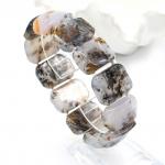 Браслет из Агата мохового прямоугольник 25*15мм, 19см, 69г