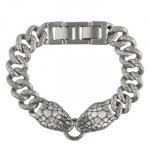 Браслет Гипноз (кристаллы SW зеленые; покрытие античное серебро) 18-20см