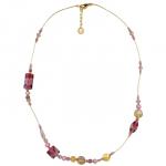 Колье (муранское стекло розовое, черное, золото)