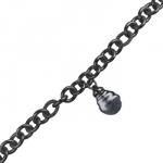 Браслет 18-23см (Майорка 14мм темно-серая; покрытие черный родий)