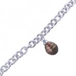 Браслет 18-23см (Майорка 14мм шоколад; покрытие родий)