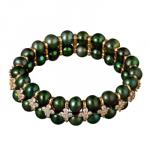 Браслет Вальс (жемчуг 7мм зеленый, белый фианит; покрытие золото)