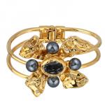 Браслет Грациоза (кристаллы SW темно-серые, Майорка; покрытие золото)