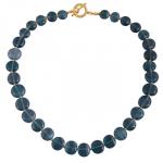 Колье (муранское стекло синее; покрытие золото) 45см