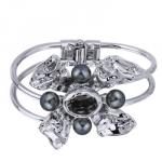 Браслет Грациоза (кристаллы SW темно-серые, Майорка; покрытие родий)