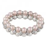 Браслет Вальс (Майорка 7мм белая, светло-сиреневая, фианит; покрытие родий)