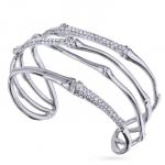 Браслет Бамбук (кристаллы белые; покрытие родий)