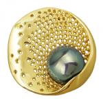 Брошь (Майорка 16мм темно-серый хамелеон; покрытие золото)