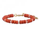 Браслет Букет (коралл, перламурт; покрытие золото) 17-21см