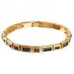 Браслет Богемия (кристаллы SW темно-серые; покрытие золото) 20см