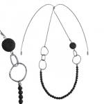 Колье (лава черная; покрытие родий)