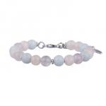 Браслет Букет (морганит карамель микс 8мм; покрытие родий) 17-21см