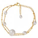 Браслет (жемчуг 7-11мм белый; покрытие золото) 16-20см
