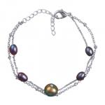 Браслет (жемчуг 7-11мм бензиновый; покрытие родий) 16-20см