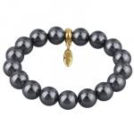 Браслет (Майорка 12мм темно-серая; покрытие золото)