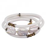 Браслет Гевея (жемчуг белый, каучук белый; покрытие золото)