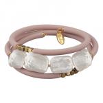 Браслет Гевея (жемчуг белый, каучук розовый; покрытие золото)