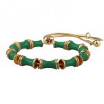 Браслет Бамбук (эмаль зеленая; покрытие золото) 23см