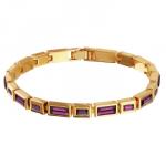 Браслет Богемия (кристаллы SW темный аметист; покрытие золото) 20см