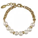 Браслет (жемчуг белый 6мм; покрытие золото) 18-21см