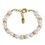 Браслет (жемчуг белый 6мм; покрытие золото) 18-21см
